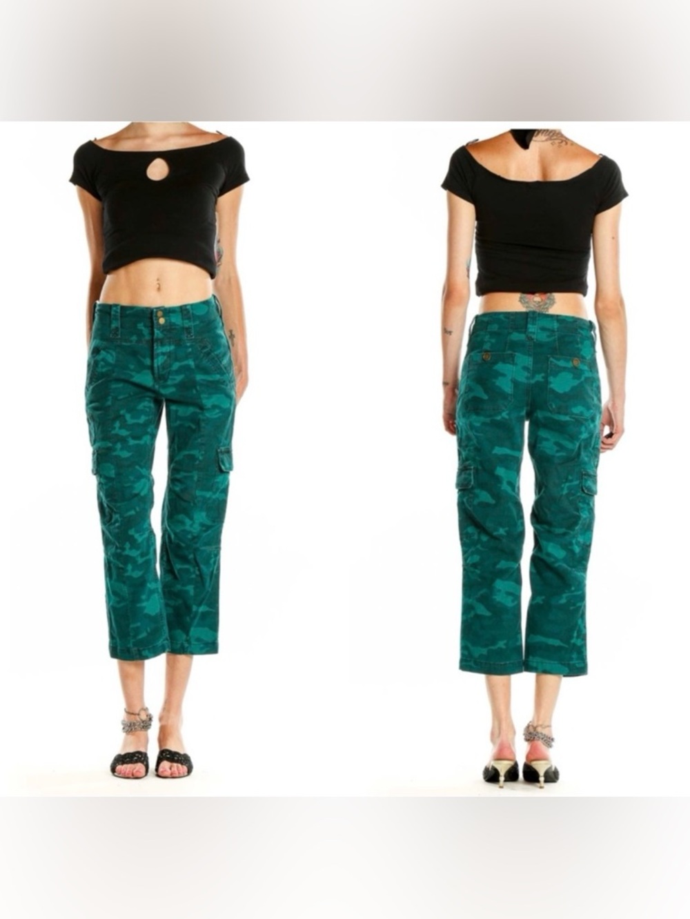 Anthropologie Austin Green Camo High Rise Cargo Pants